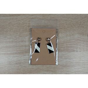 Black and White Geometric Enamel Dangle Earrings – Modern Statement Jewelry